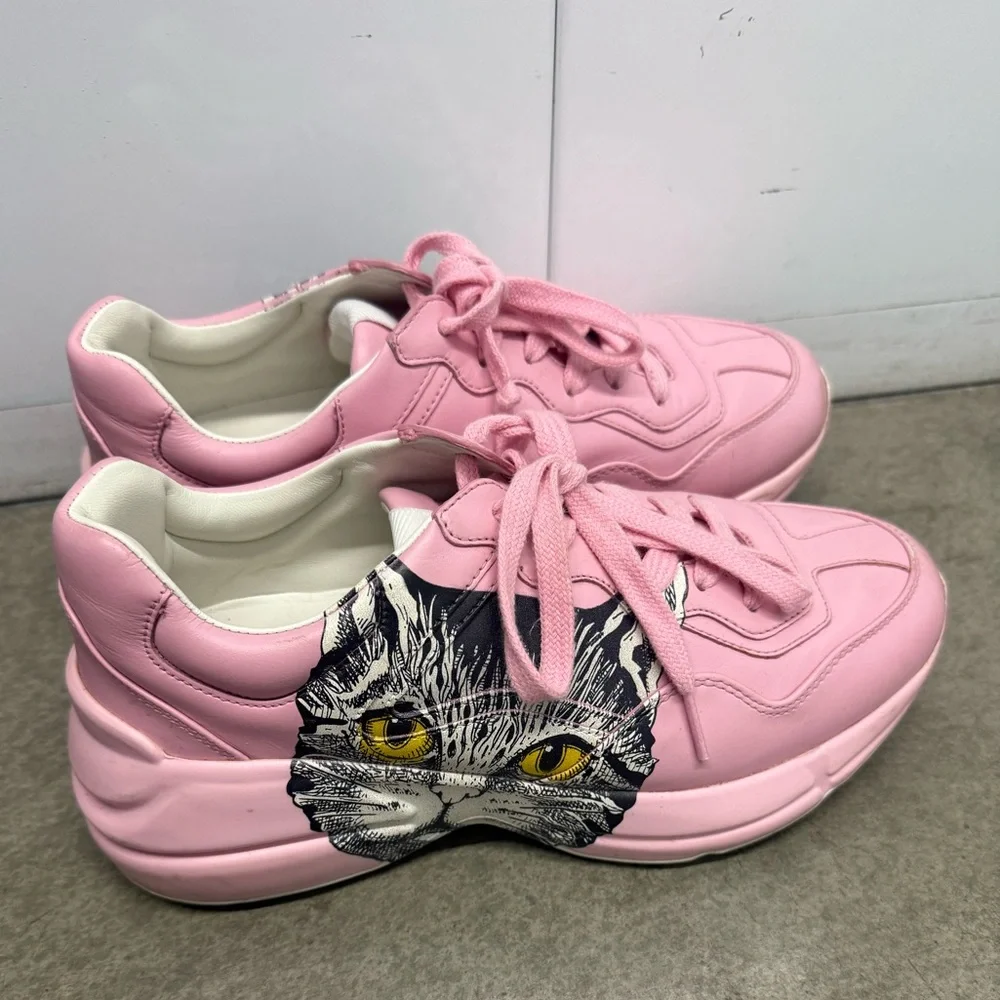 Gucci Pink Mystic Cat Rython Sneakers - Picture 5 of 9